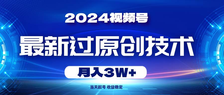 2024视频号最新过原创技术，当天起号，收益稳定，月入3W+-项目网资源站