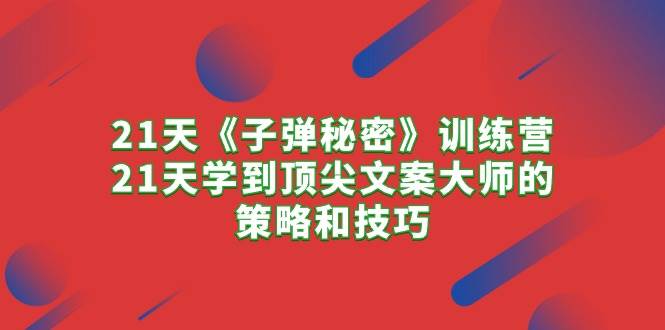 21天《子弹秘密》训练营，21天学到顶尖文案大师的策略和技巧-项目网资源站