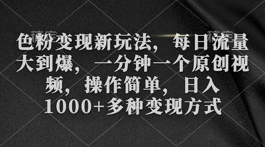 色粉变现新玩法，每日流量大到爆，一分钟一个原创视频，操作简单，日入1000+-项目网资源站