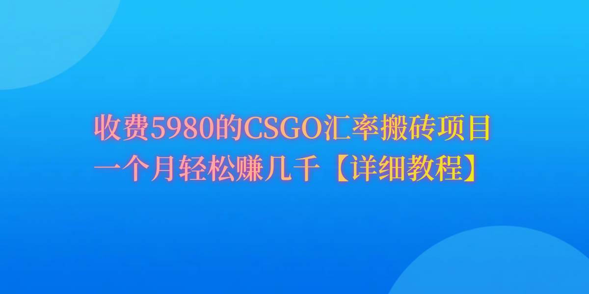 CSGO装备搬砖，月综合收益率高达60%，你也可以！-项目网资源站