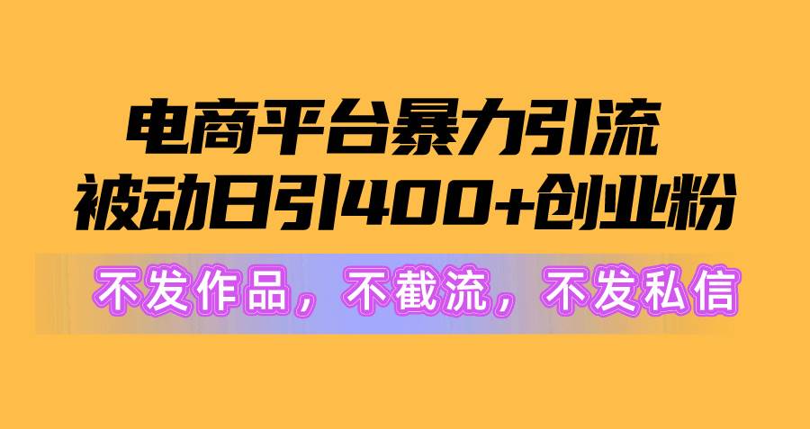 电商平台暴力引流,被动日引400+创业粉不发作品，不截流，不发私信-项目网资源站