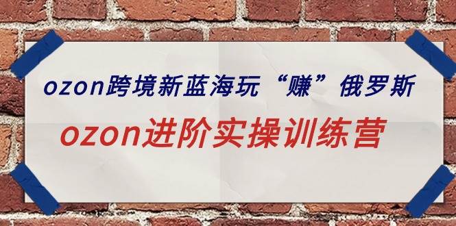 ozon跨境新蓝海玩“赚”俄罗斯，ozon进阶实操训练营-项目网资源站