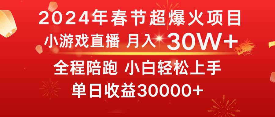 龙年2024过年期间，最爆火的项目 抓住机会 普通小白如何逆袭一个月收益30W+-项目网资源站
