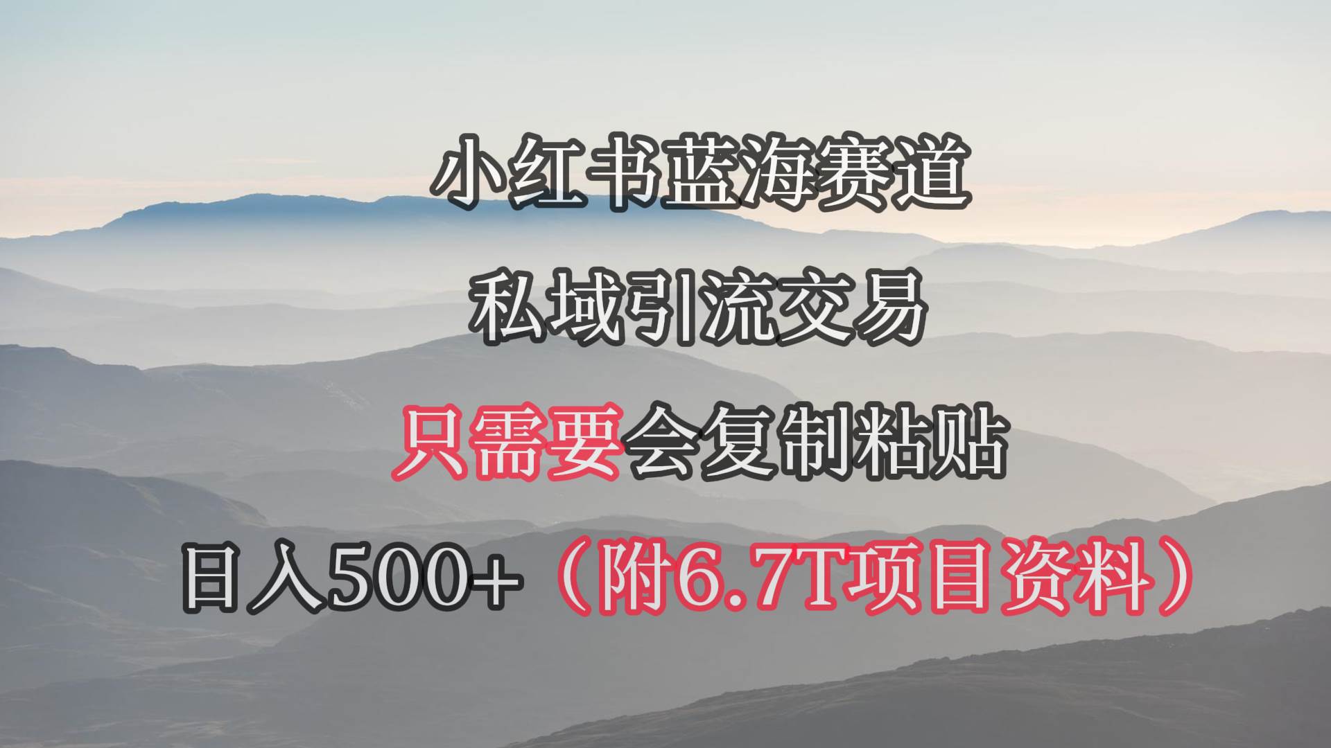 小红书短剧赛道，私域引流交易，会复制粘贴，日入500+（附6.7T短剧资源）-项目网资源站