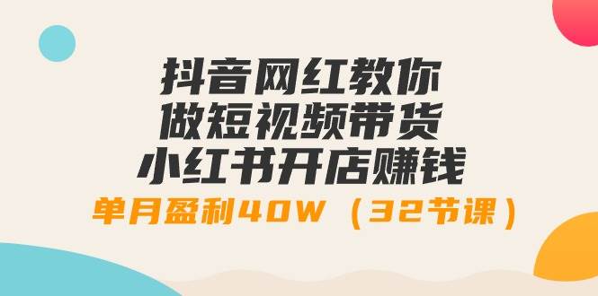 抖音网红教你做短视频带货+小红书开店赚钱，单月盈利40W（32节课）-项目网资源站