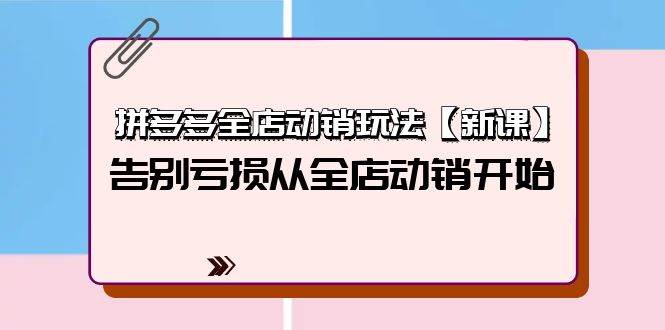 拼多多全店动销玩法【新课】，告别亏损从全店动销开始（4节视频课）-项目网资源站