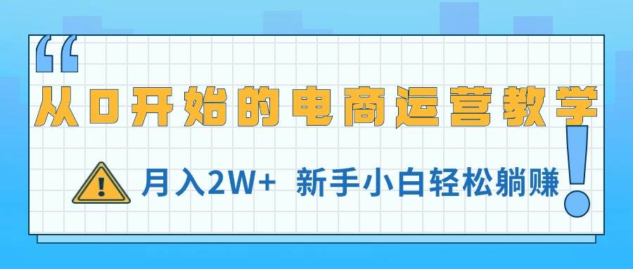 从0开始的电商运营教学，月入2W+，新手小白轻松躺赚-项目网资源站