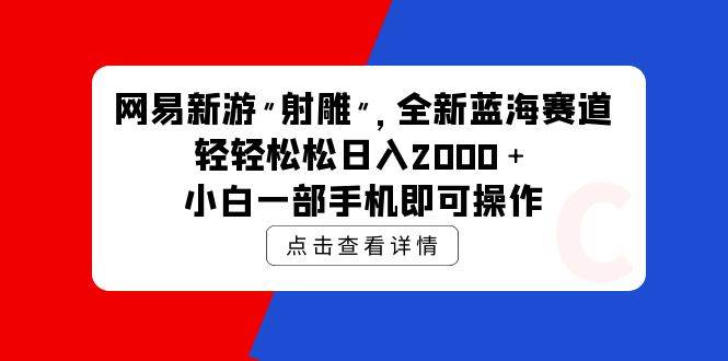网易新游 射雕 全新蓝海赛道，轻松日入2000＋小白一部手机即可操作-项目网资源站