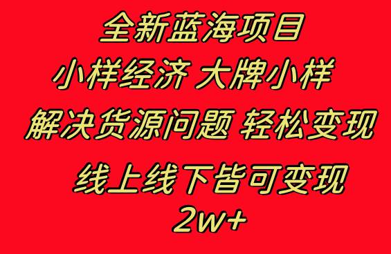 全新蓝海项目 小样经济大牌小样 线上和线下都可变现 月入2W+-项目网资源站