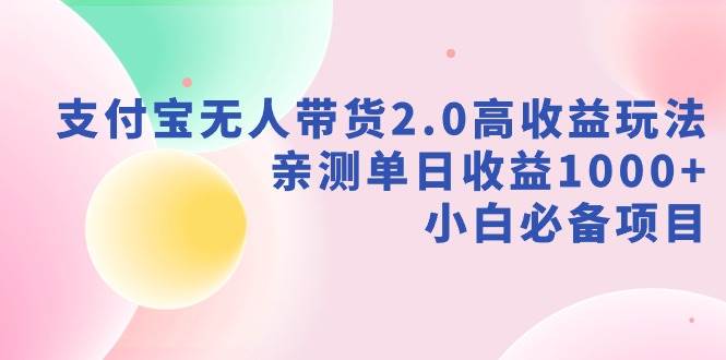支付宝无人带货2.0高收益玩法，亲测单日收益1000+，小白必备项目-项目网资源站