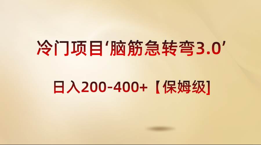 冷门项目‘脑筋急转弯3.0’轻松日入200-400+【保姆级教程】-项目网资源站
