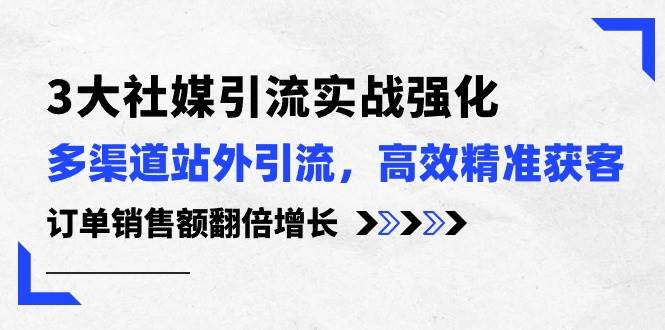 3大社媒引流实操强化，多渠道站外引流/高效精准获客/订单销售额翻倍增长-项目网资源站