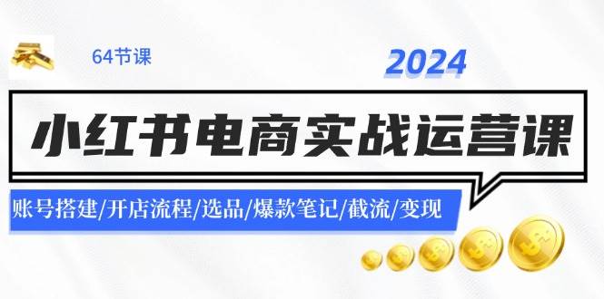 2024小红书电商实战运营课：账号搭建/开店流程/选品/爆款笔记/截流/变现-项目网资源站