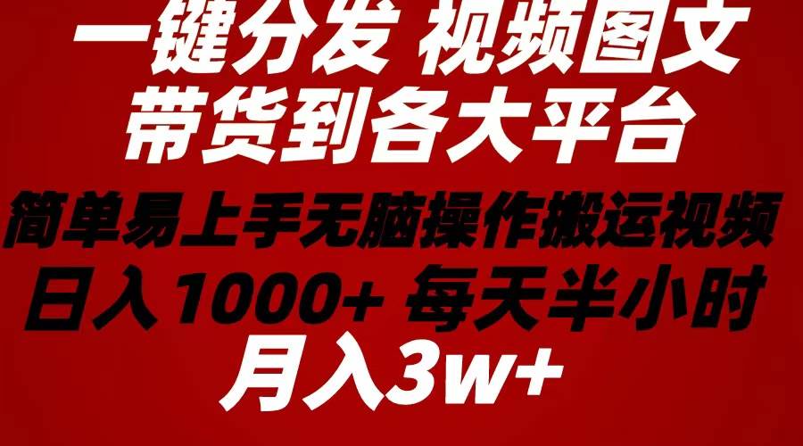 2024年 一键分发带货图文视频  简单易上手 无脑赚收益 每天半小时日入1…-项目网资源站