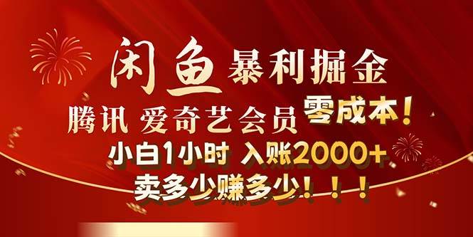闲鱼全新暴力掘金玩法，官方正品影视会员无成本渠道！小白1小时收…-项目网资源站