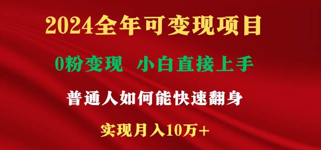 2024全年可变现项目，一天收益至少2000+，小白上手快，普通人就要利用互…-项目网资源站