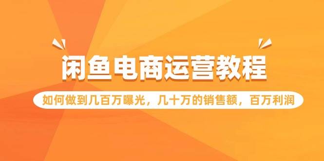 闲鱼电商运营教程：如何做到几百万曝光，几十万的销售额，百万利润-项目网资源站