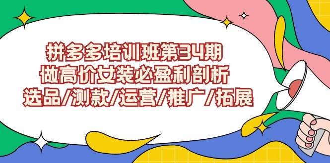 拼多多培训班第34期：做高价女装必盈利剖析  选品/测款/运营/推广/拓展-项目网资源站