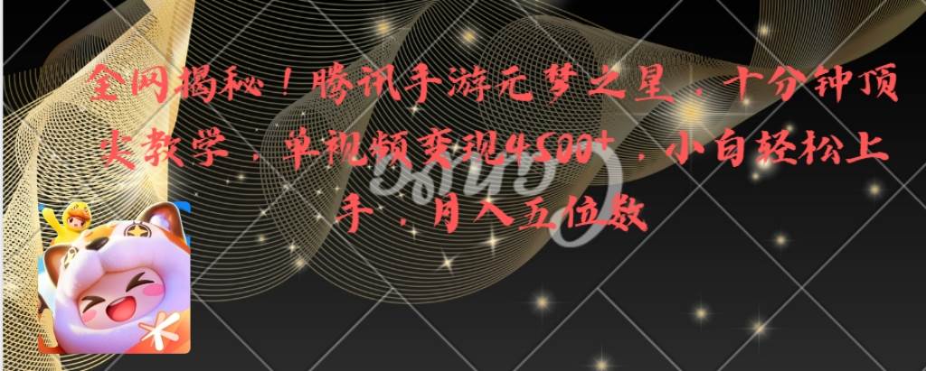 全网揭秘！腾讯手游元梦之星，十分钟顶尖教学，单视频变现4500+月入5位数-项目网资源站