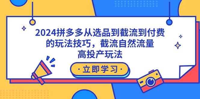 2024拼多多从选品到截流到付费的玩法技巧，截流自然流量玩法，高投产玩法-项目网资源站