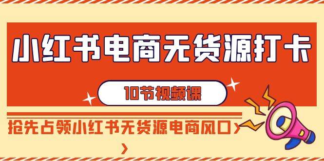 小红书电商-无货源打卡，抢先占领小红书无货源电商风口（10节课）-项目网资源站