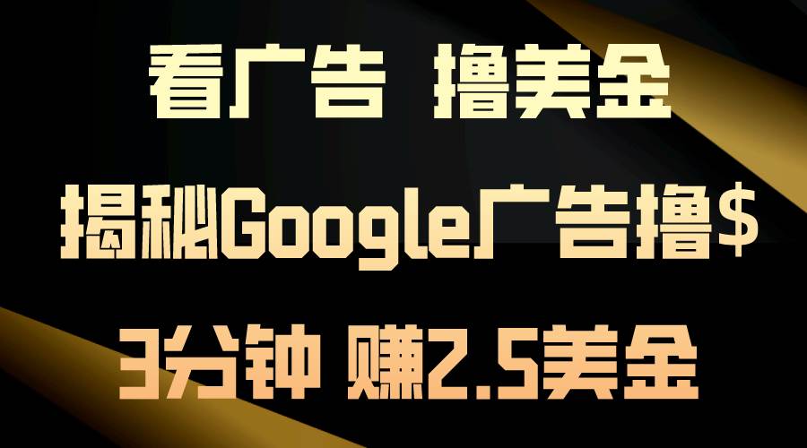 看广告，撸美金！3分钟赚2.5美金！日入200美金不是梦！揭秘Google广告…-项目网资源站