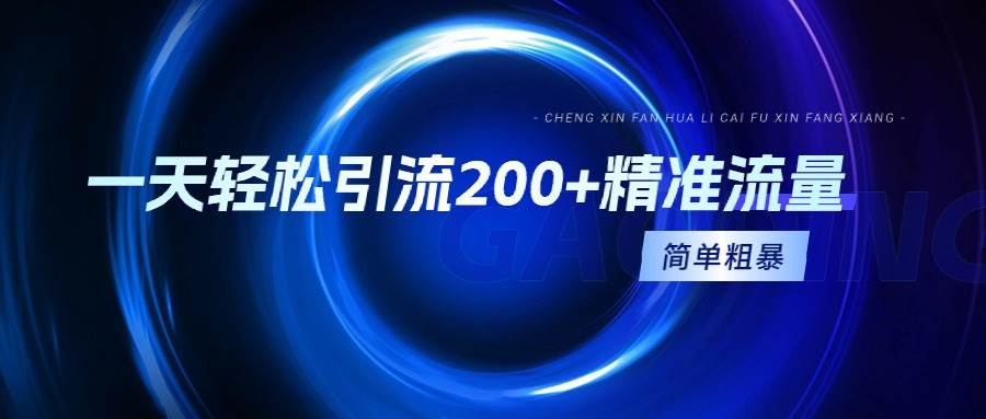 一天轻松引流200+精准流量，简单粗暴，一看就会-项目网资源站