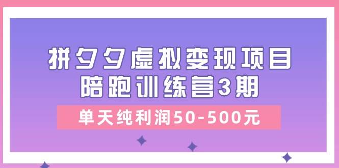 某收费培训《拼夕夕虚拟变现项目陪跑训练营3期》单天纯利润50-500元-项目网资源站