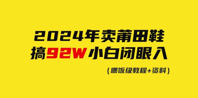 2024年卖莆田鞋，搞了92W，小白闭眼操作！-项目网资源站