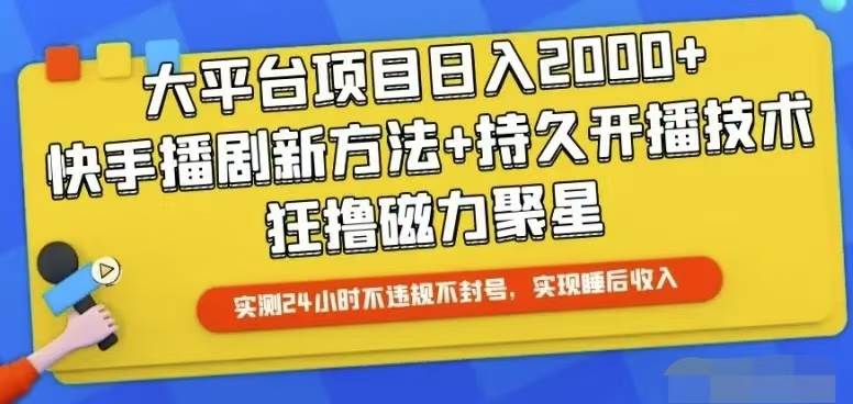 快手24小时无人直播，真正实现睡后收益-项目网资源站