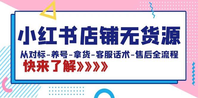 小红书店铺无货源：从对标-养号-拿货-客服话术-售后全流程（20节课）-项目网资源站