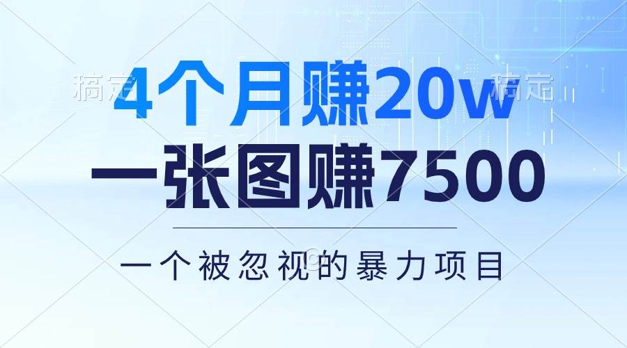 4个月赚20万！一张图赚7500！多种变现方式，一个被忽视的暴力项目-项目网资源站
