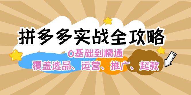 拼多多实战全攻略：0基础到精通，覆盖选品、运营、推广、起款-项目网资源站