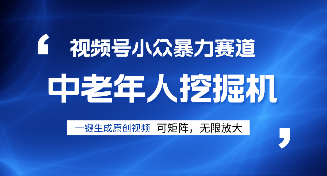 视频号新手逆袭密码！超小众暴力赛道，中老年人深信不疑，原创通过率拉满-项目网资源站