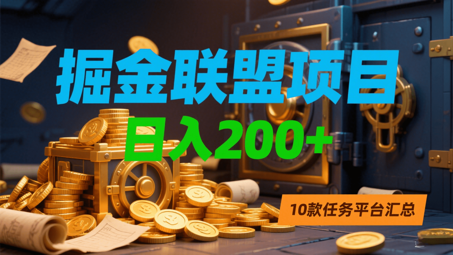 掘金联盟项目，日入200+，10款任务平台汇总-项目网