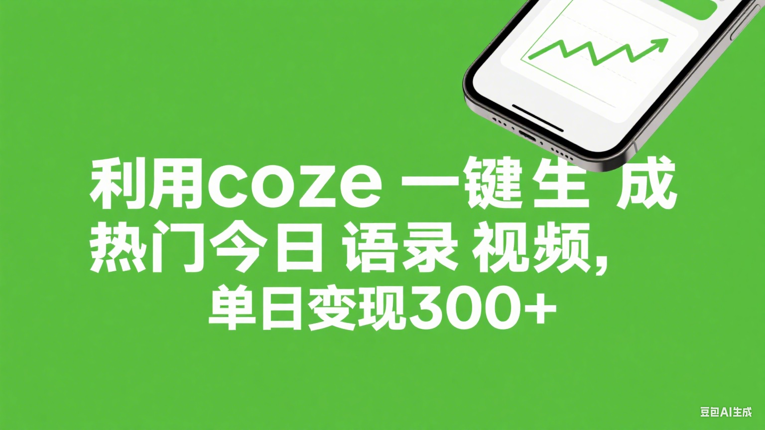 利用coze一键生成热门今日语录视频，单日变现300+-项目网