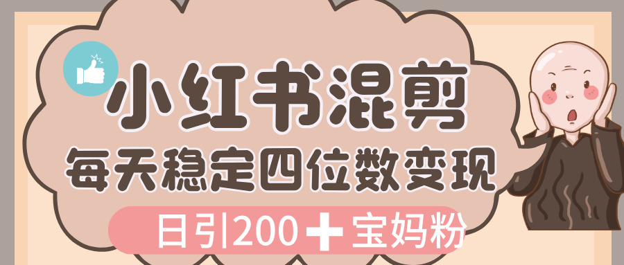价值 3980 的小红书混剪， 虚拟变现，日引 200+宝妈创业粉，每天稳定四位数变现-项目网