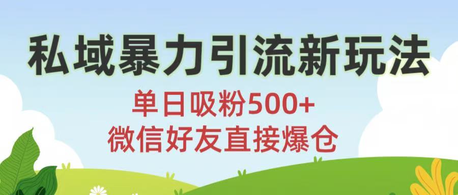 私域暴力引流新玩法!单日吸粉500+，微信好友直接爆仓-项目网