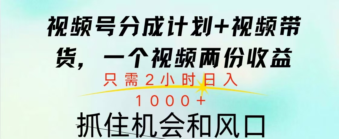 视频号橱窗带货， 10分钟一个视频， 2份收益，日入1000+-项目网
