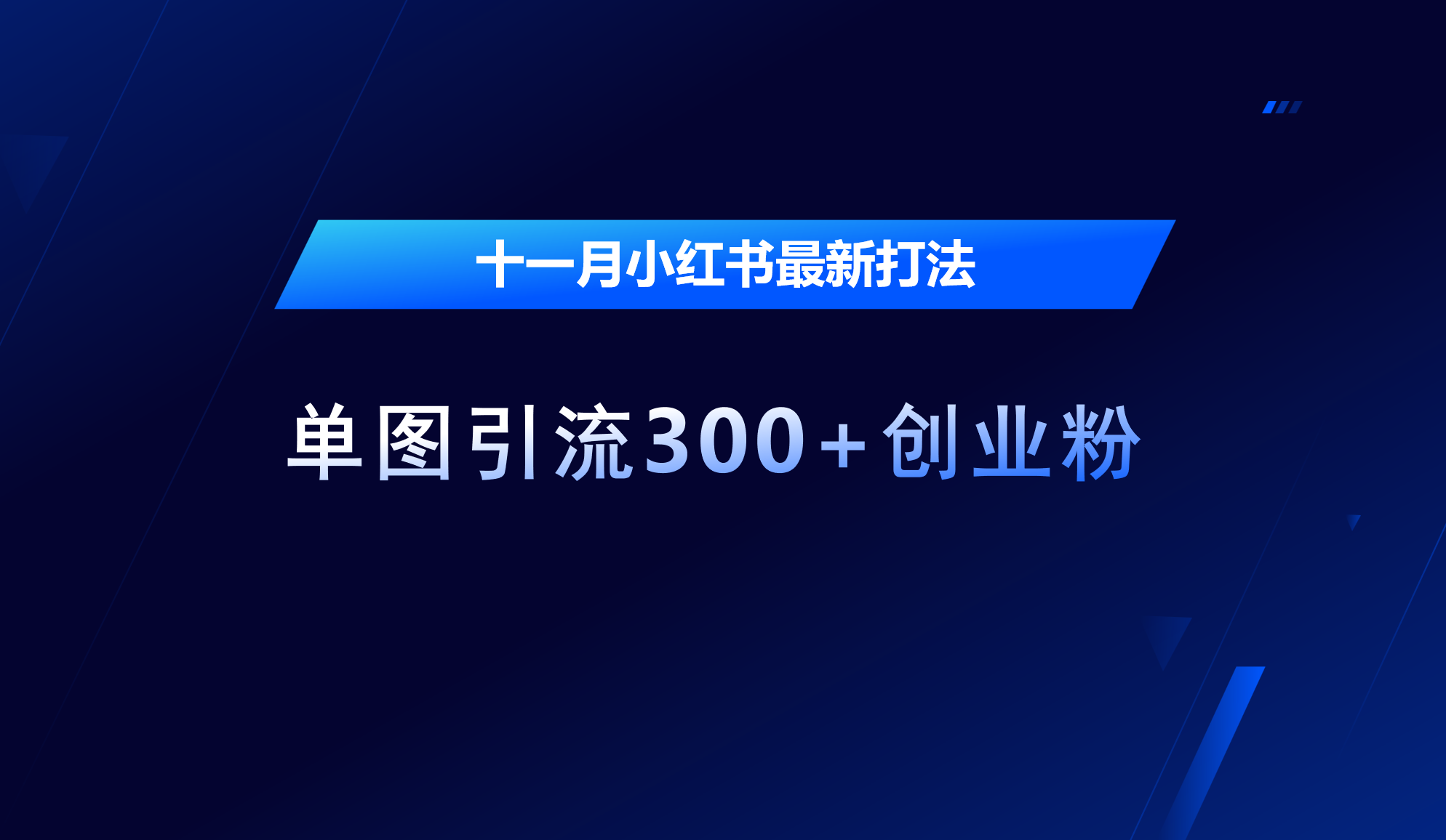 十一月，小红书最新打法，单图引流300+创业粉-项目网