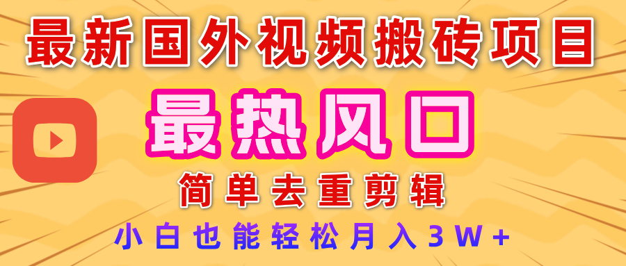 2025最新热门风口，国外视频搬砖项目，简单去重剪辑，小白也能轻松月入3W+-项目网