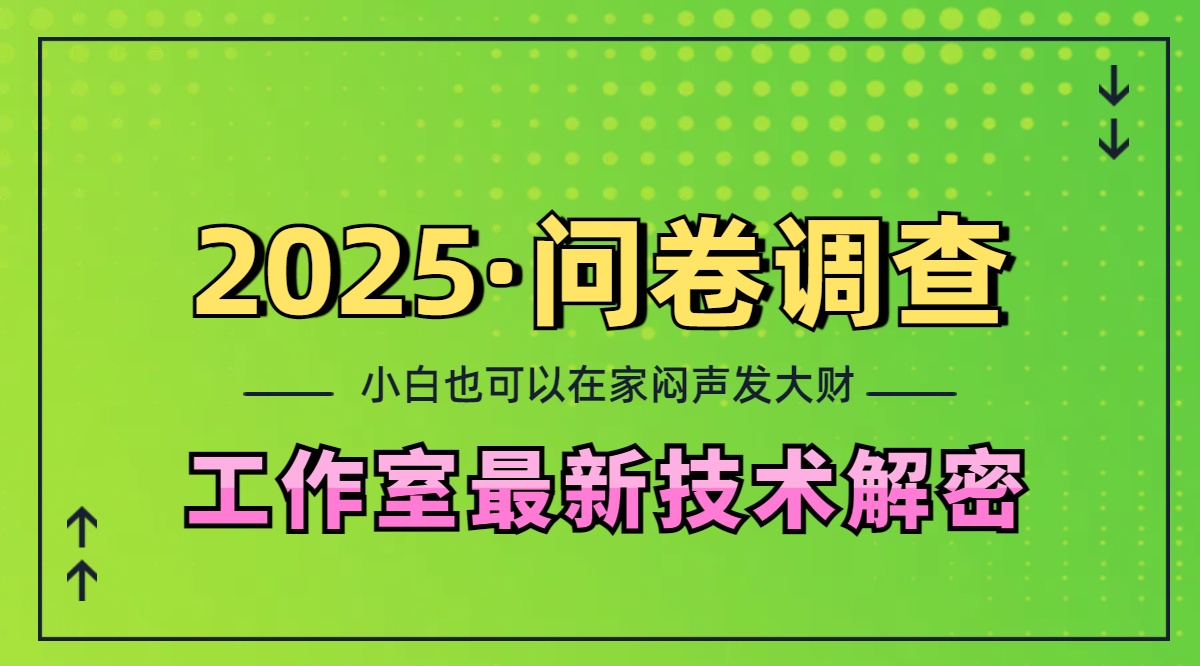 2025《问卷调查》最新工作室技术解密：一个人在家也可以闷声发大财，小白一天200+，可矩阵放大-项目网