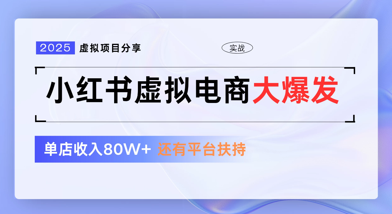 小红书虚拟电商项目，新手单店月入1W，0门槛1拖3玩法-项目网