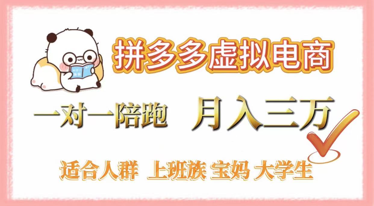 拼多多虚拟电商，一对一陪跑，月入3万，0囤货，轻资产，不发货-项目网