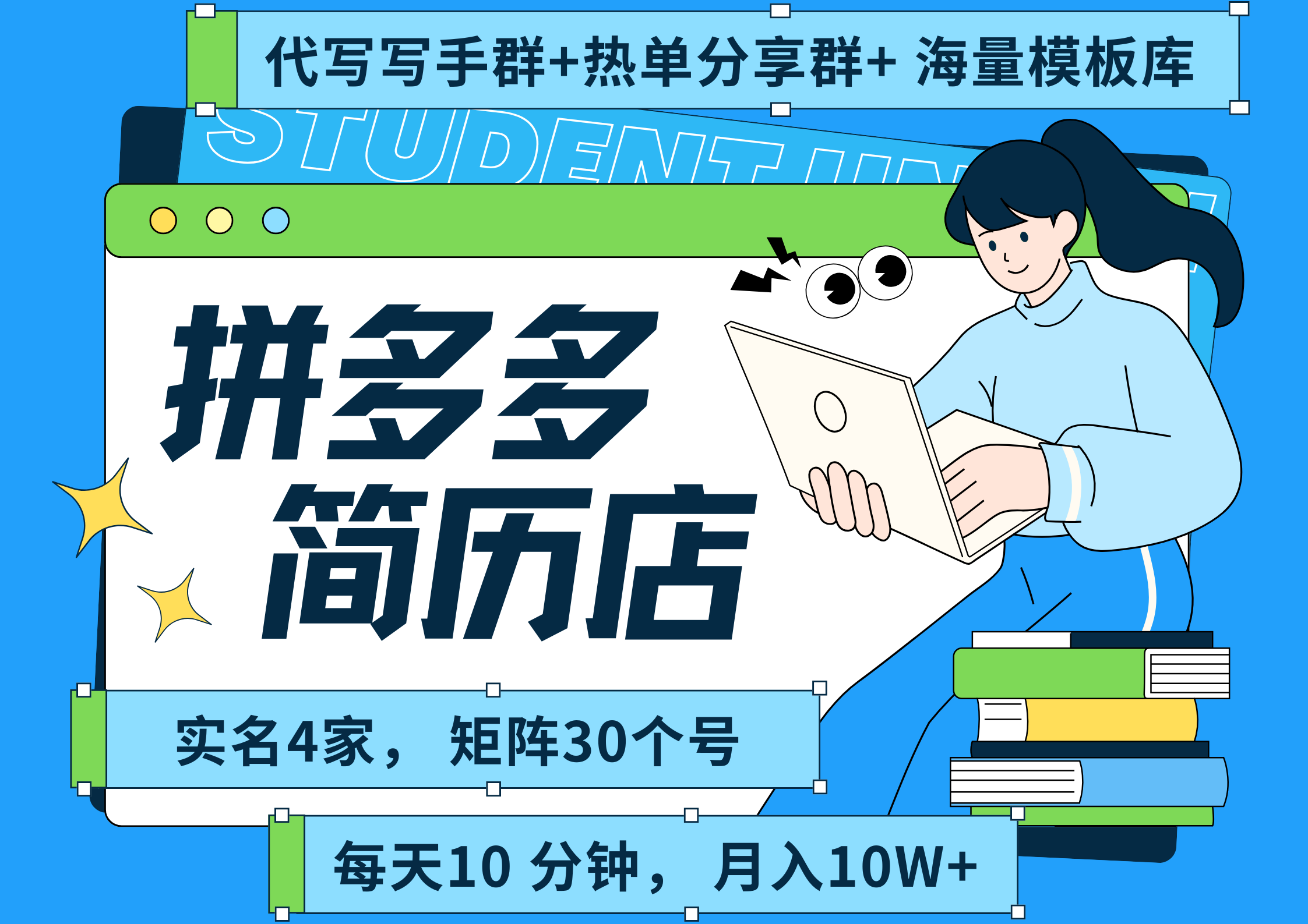 拼多多 虚拟资料 简历 海报代写 全SOP流程 毫无保留分享（含后端资料以及代写渠道）每天十分钟 每人实名四个店  矩阵30个账号  轻轻松松 月入10W-项目网