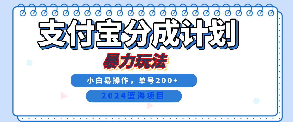 2024最新冷门项目，支付宝视频分成计划，直接粗暴搬运，日入2000+，有手就行！-项目网