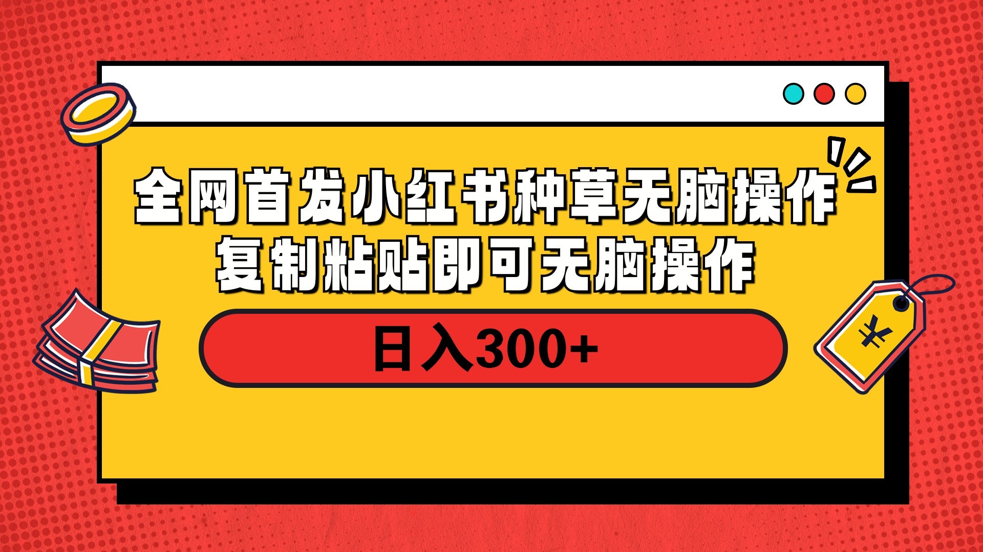 全网首发 小红书种草无脑操作复制黏贴即可 轻松日入300+-项目网