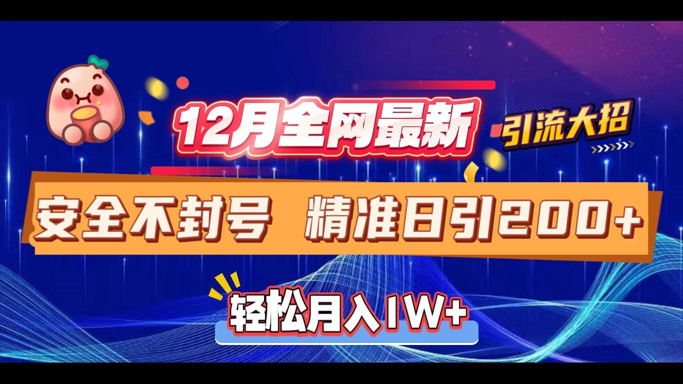 12月全网最新引流大招 安全不封号 日引精准粉200+-项目网