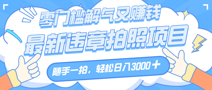 解气又赚钱的项目，随手一拍，轻松收入3000+，最新违章拍照赚钱-项目网