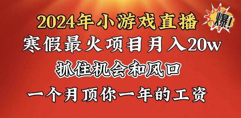 2024年寒假爆火项目，小游戏直播月入20w+，学会了之后你将翻身-项目网